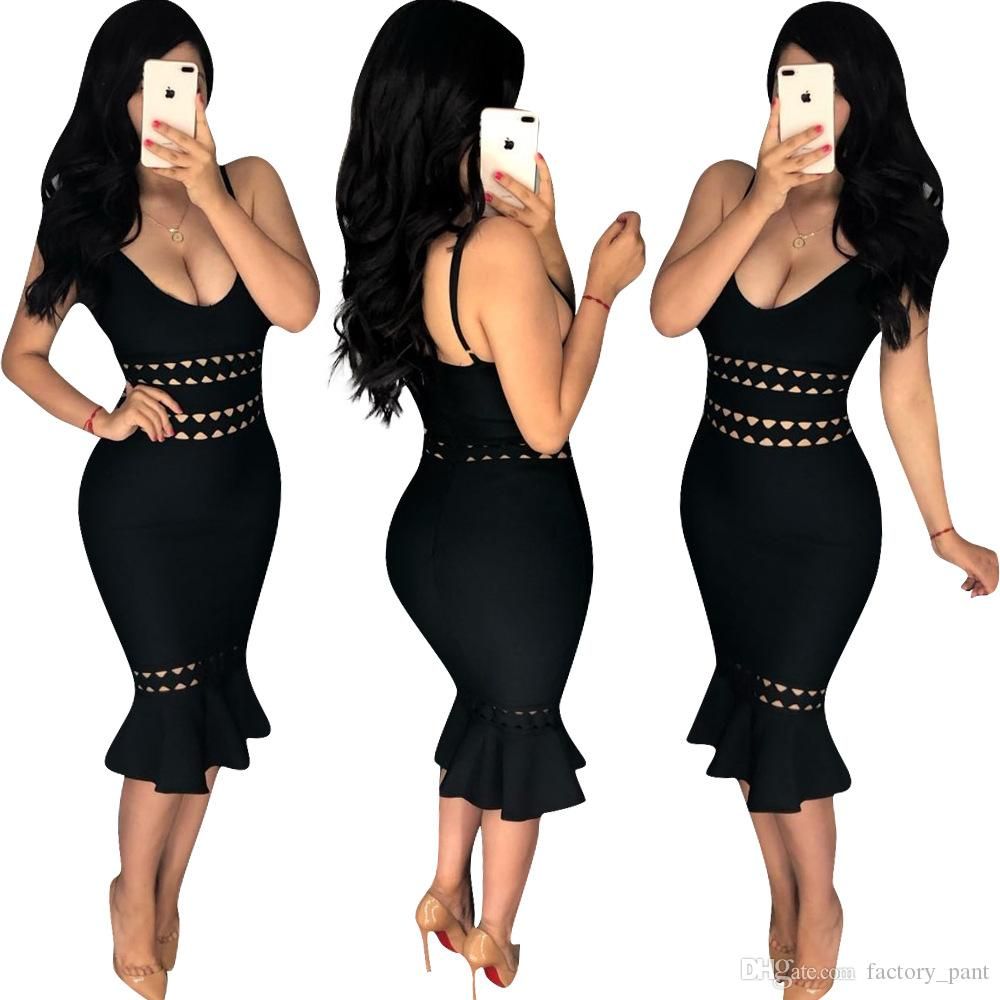 black midi mermaid dress