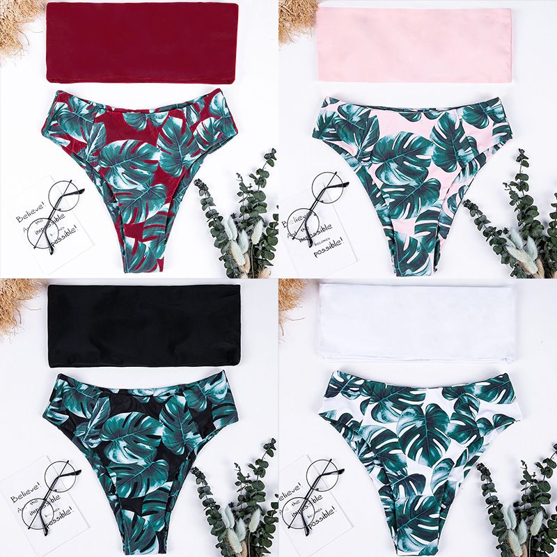 tropical print bikini set