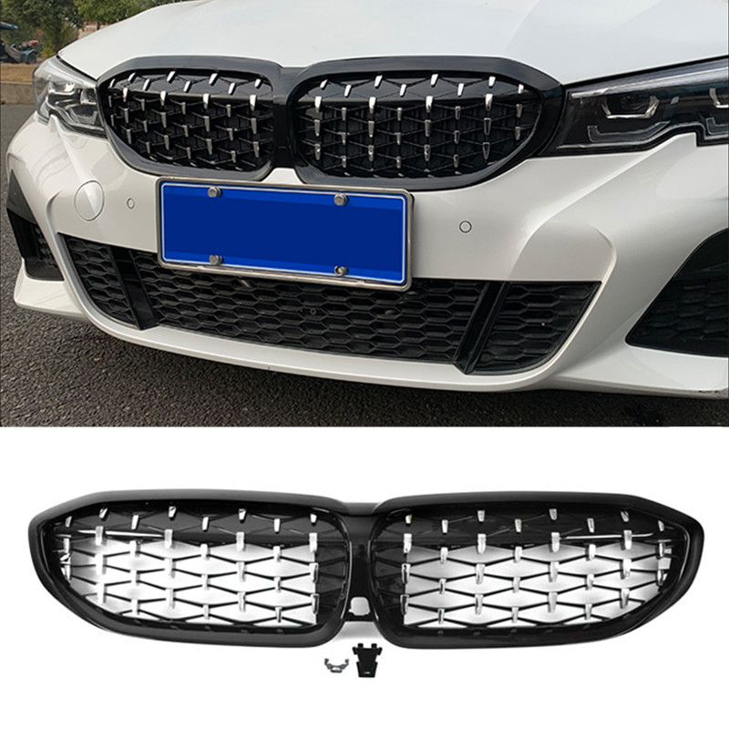 New G20 G28 Diamond Grille for BMW 3 Series Front Mesh Kidney Grills Front Bumper Replacement Grille 2019 2020 Black New G20 G28 Diamond Grille for BMW 3 Series Front Mesh Kidney Grills Front Bumper Replacement Grille 2019 2020 Black