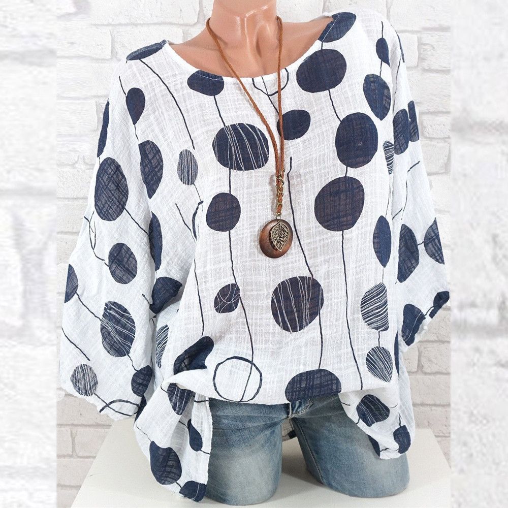 Compre 2018 Mujeres Imprimir Blusa Tallas Grandes Camisa De Manga Larga Moda O Cuello De Lunares Blusa Casual Pullover Tops Camisa No12 A 10,26 € Del Billstone | DHgate.Com