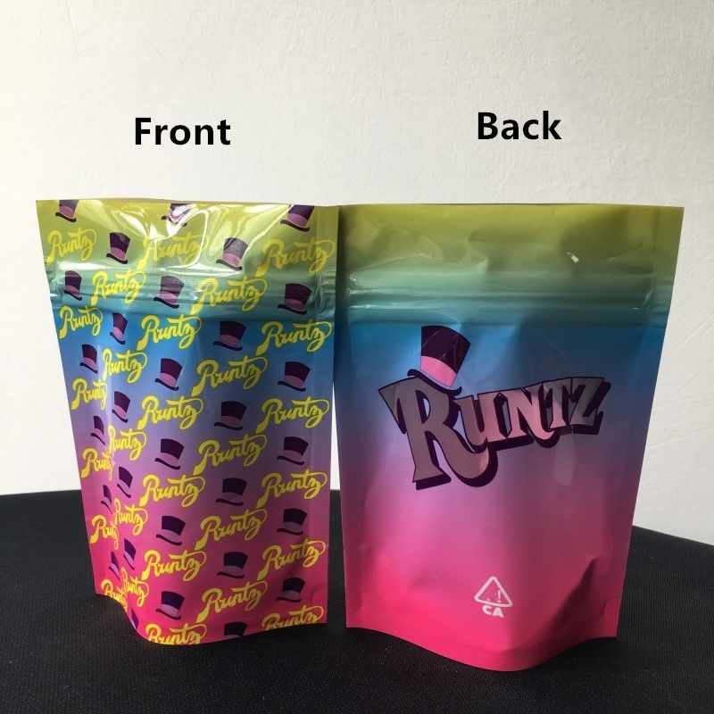 Wholesale White Runtz 3.5g Bagg Runt Mylar Bags Stand Up Pouch Smell Proof Bag To Contain Dry