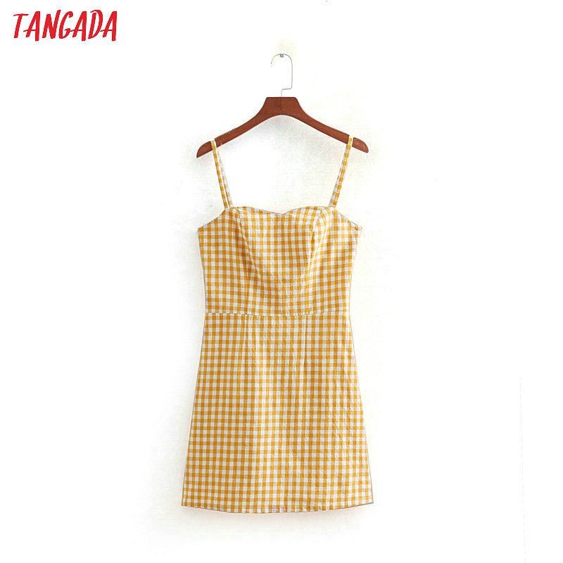 yellow plaid bodycon dress