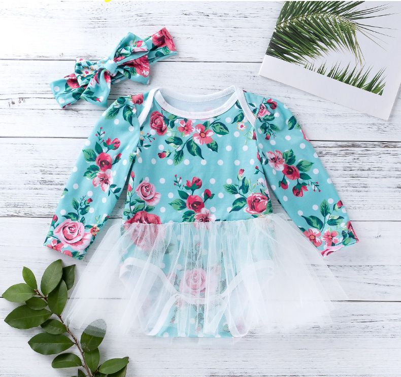 Baby Toddler Clothing 0 24month Toddler Kids Baby Girl Floral Print Dress Headband Outfits Clothes Set Mega Hr