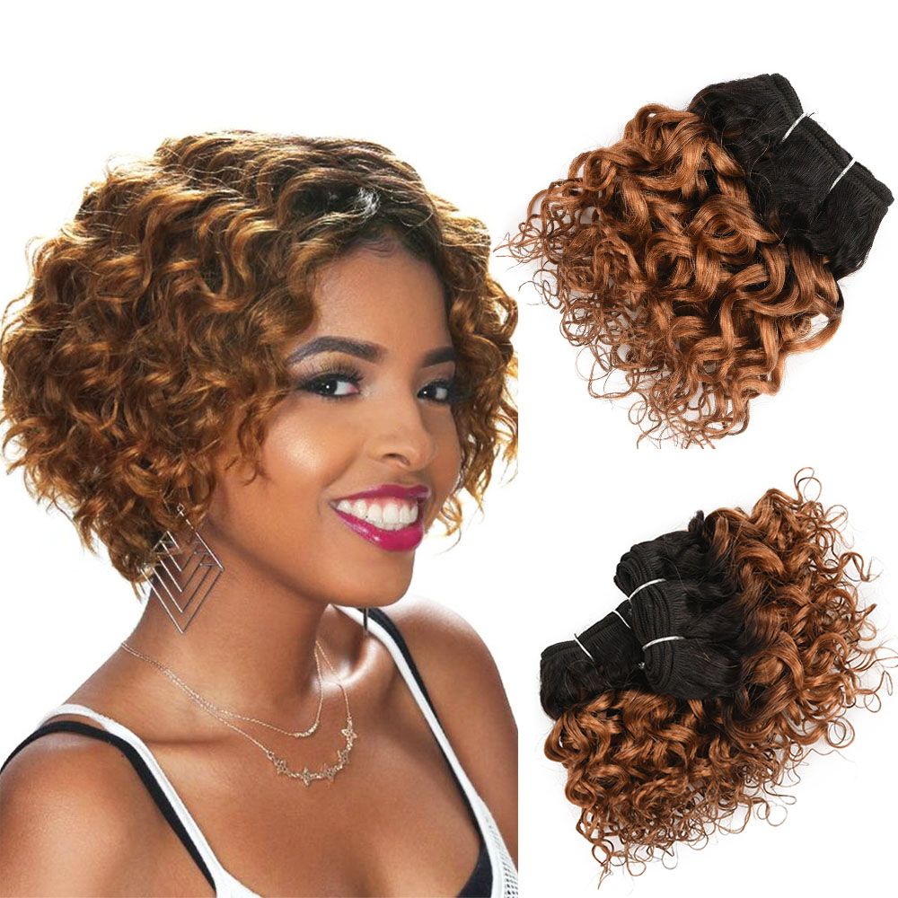 Short Bob Peruvian Hair Human Hair Water Wave Bundle T1b 30 Ombre