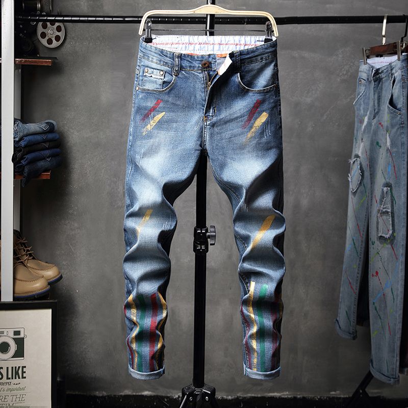 2020 New Men Jeans With Printing Casual Male Denim 2018 High Quality ...