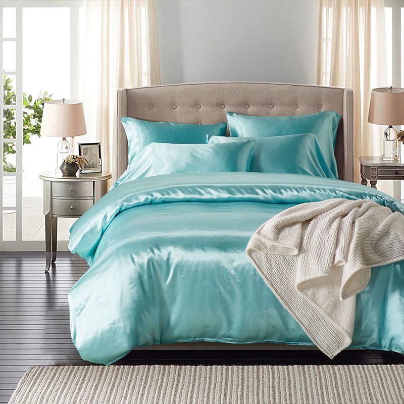 Funbaky 2 Simple Style Colors King Satin Luxury Silk Bedding Set