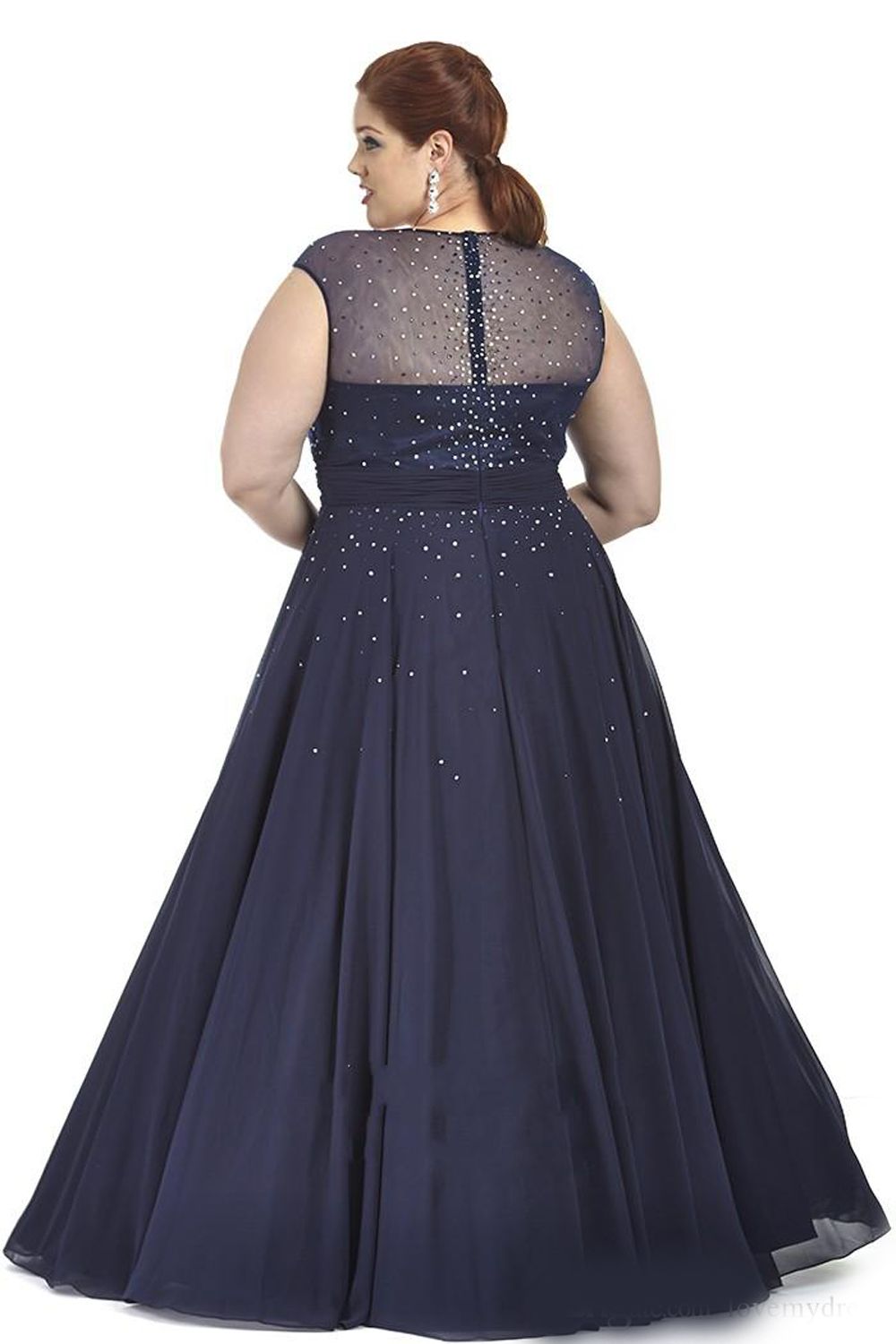 navy blue plus size evening gowns