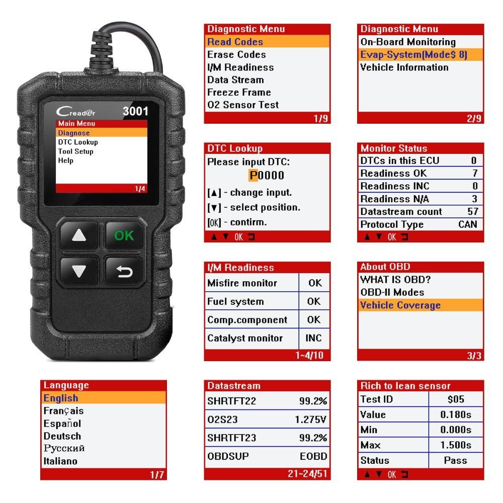 2020 LAUNCH X431 CR3001 Full OBD2 Scanner OBD 2 Engine Code Reader