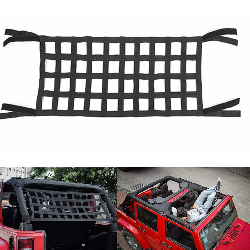 Red De Carga Superior Trasera,Hamaca En El Techo Del Automóvil Redes De Carga Para Trabajo Pesado Cubierta De Almacenamiento En Red Exterior Cubierta Superior Hamaca Para Automóvi Para Jeep Wrangle r