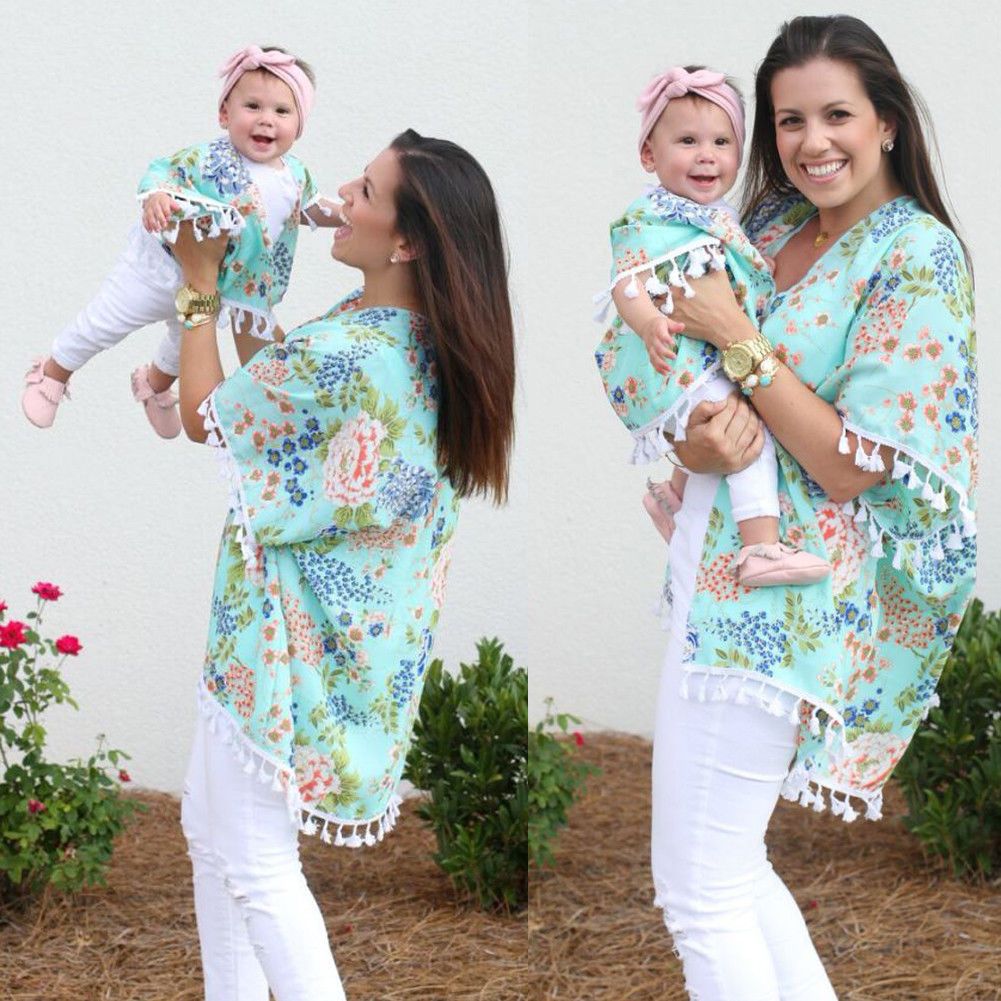 mom and daughter matching cardigans