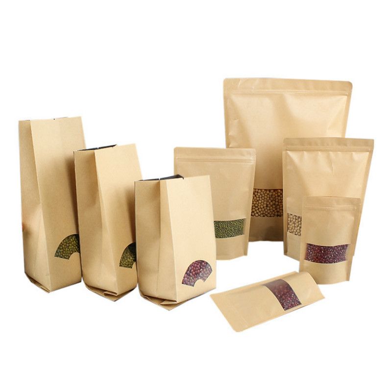 2020 Eco Friendly Kraft Paper Food Bag Self Styled Cookie Pack Bag