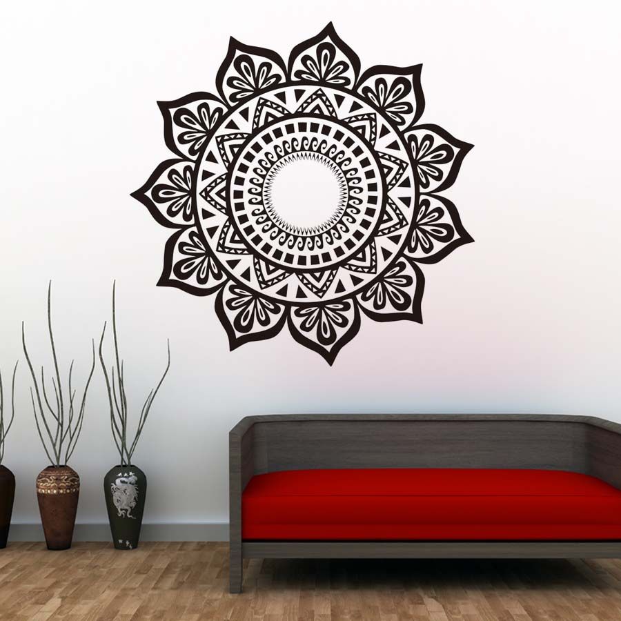 Acquista 1 Pz Mandalas Adesivi Murali In Vinile Art Pattern Indiano Namaste Yoga Stickers Murali Carta Da Parati Adesiva Rimovibile Home Decor A