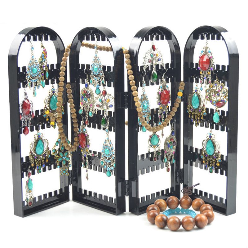 2020 Fashion Plastic Foldable Earring Holder Jewelry Display Earring Ear Stud Rack Necklace