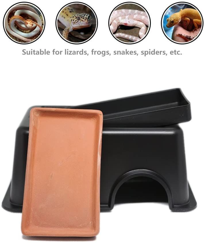 Reptile Hide Cave Box Lizards Habitat With Sink Increase Humidity And