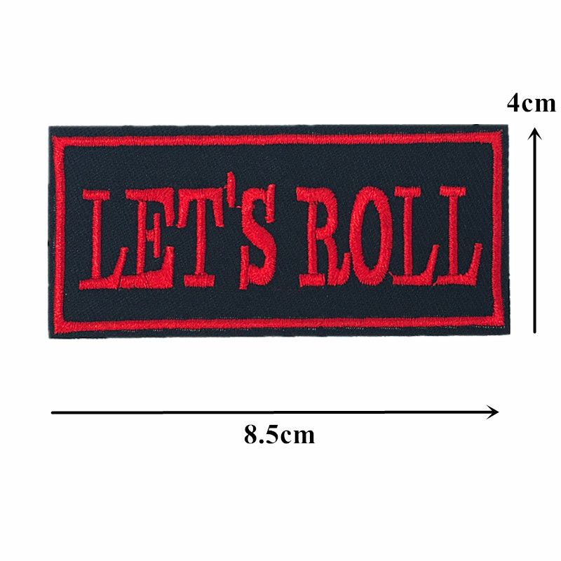 Sew On Patch of Let's Roll Red Lettering Brand New 