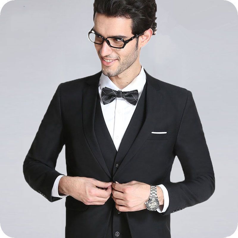 Italian Style Black Men Suits For Wedding Groom Tuxedo Business Blazer ...