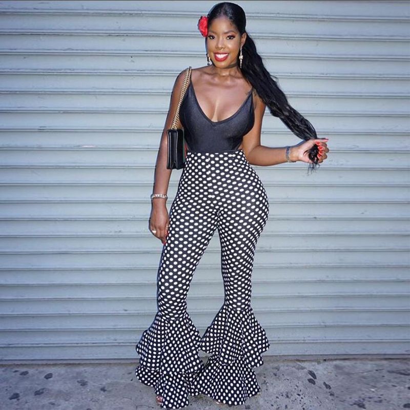 polka dot high waisted pants