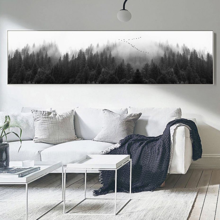 Grosshandel Nordic Minimalistische Foggy Wald Landschaft Wandkunst Leinwand Malerei Schwarz Weiss Leinwand Poster Fur Wohnzimmer Home Office Decor Von World View 10 Auf De Dhgate Com Dhgate