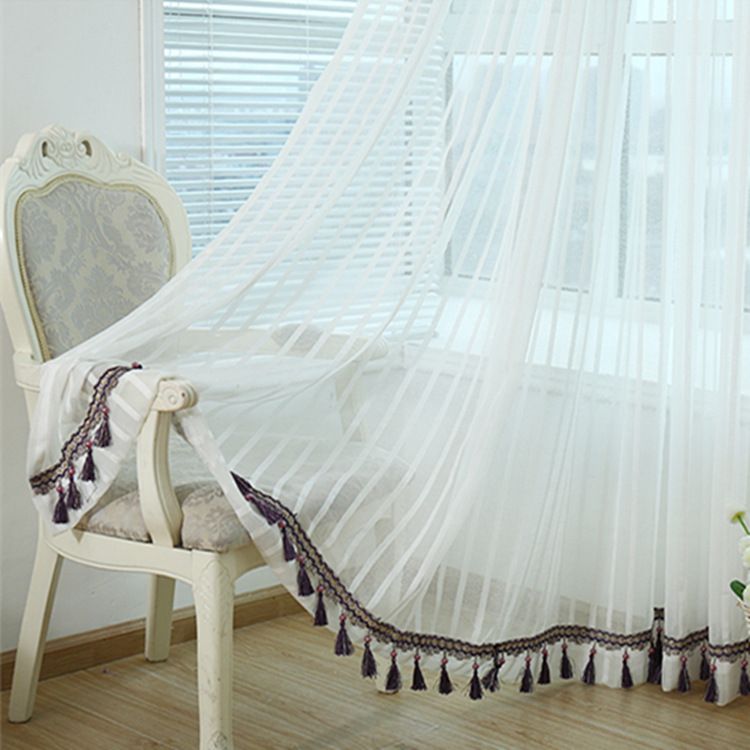 2019 White Plaid Curtains For Living Dining Room Bedroom Simple