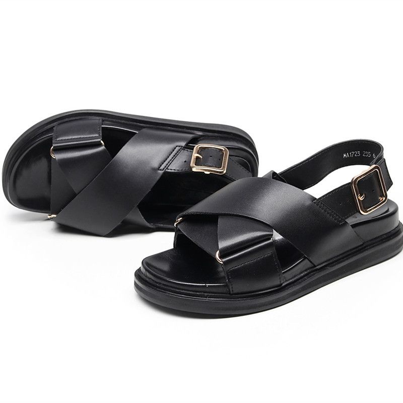 tied leather heeled sandals