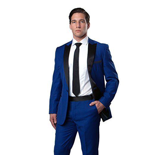 새로운 도착 들러리 피크 옷깃 신랑 턱시도 로얄 블루 남성 웨딩 / 파티 / 저녁 최고의 남자 재킷 (재킷 + 바지 + 넥타이) W301