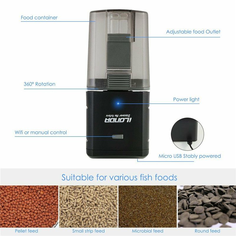Automatic Fish Feeder Wifi Feeding Dispenser Adjustable Food Tank