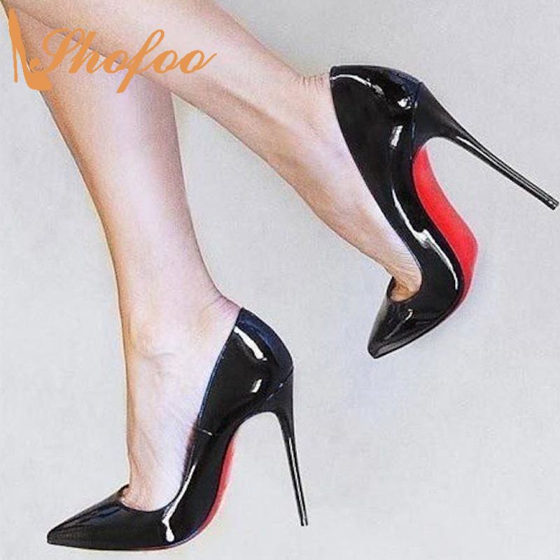 patent black stilettos