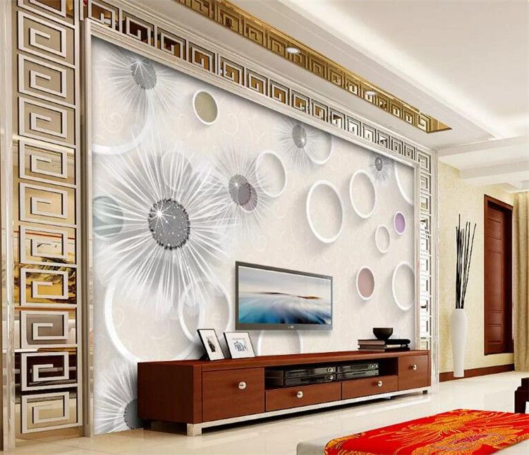 3d Abstract Wall Murals Circle Dandelion Flower Photo Wallpaper Mural For Living Room Sofa Tv Backsplash Wall Art Decor Custom From Tongxunbei66 17 61 Dhgate Com