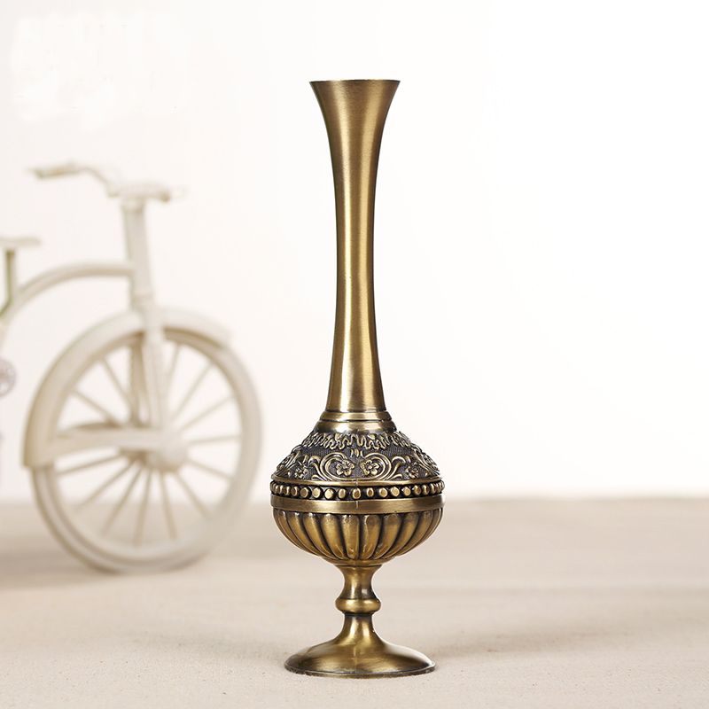 Vintage Metal Vase For Artificial Flowers Planters Storage Crafts
