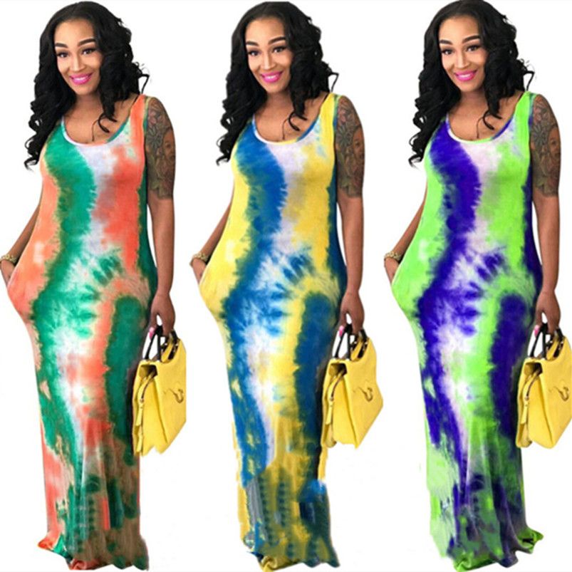 women's plus size tie dye maxi dresses