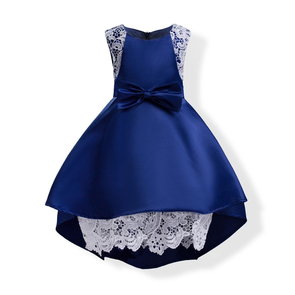 silver and blue flower girl dresses