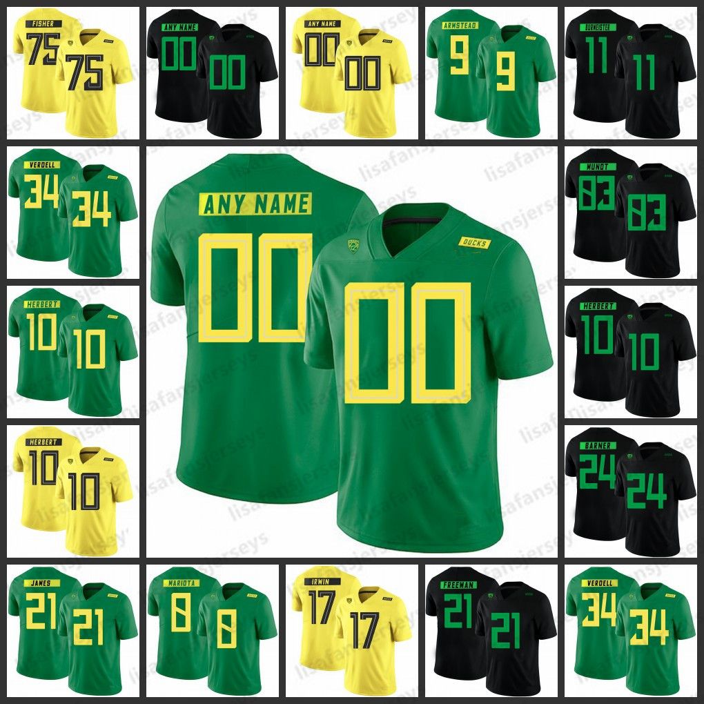 2021 Custom Oregon Ducks Jerseys 9 Byron Marshall 10 Herbert 8 Marcus