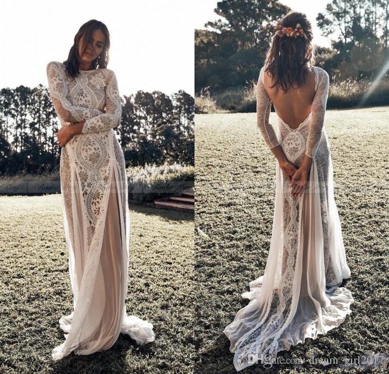 Vintage Lace Boho Beach Wedding Dresses ...