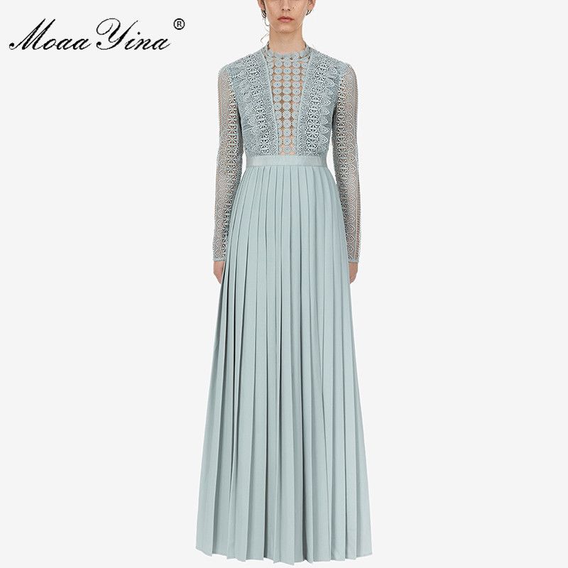 Compra Los Vestidos Plisados \u200b\u200belegantes De Las Mujeres De Moda, Vestido  Largo De La Primavera Atractiva Del Cuello En V Nuevo, Manga Larga, Niza  Faldas Casuales Barato | Entrega Rápida Y Calidad 