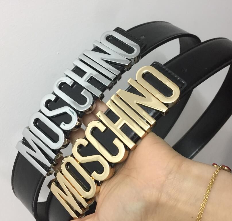 Ladies Women Fashion Letters MOSCHINO Belt Alloy Smooth Belt Buckle Waistband