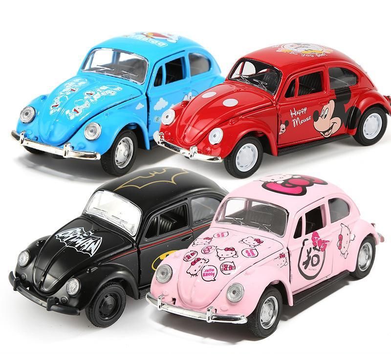 2020 Cartoon Diecast Alloy VW Beetle Car Model Toy, Cute Kitty, Mouse