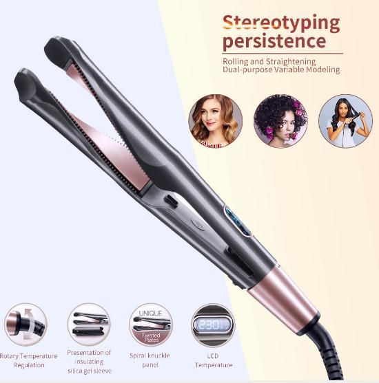 Hot Professional Led Hair Straightener Twisted Plate 2 In 1