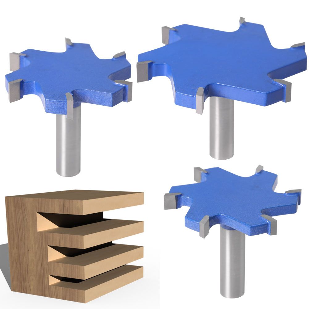 1//2/" 1//4/" Shank Wood Milling Cutter Router Bit T-Type Woodworking Planing Tool