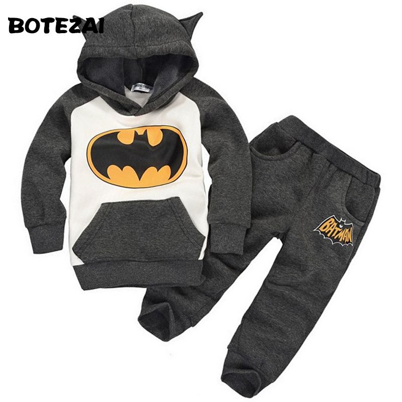 Boys Batman Set Kids Hoodie And Trousers Clothing Suit With Bat Ears