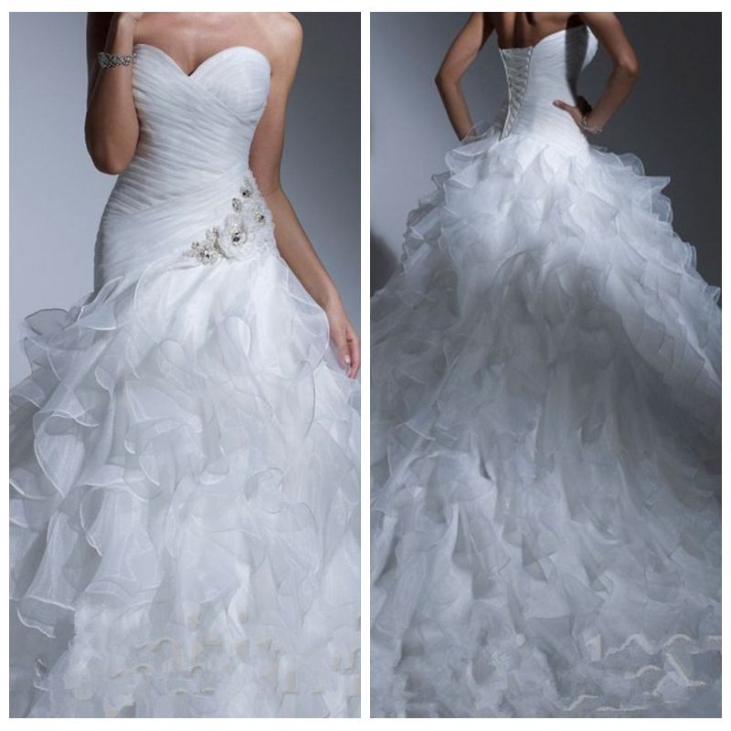 lace and taffeta surplice ball gown