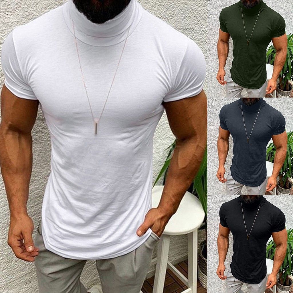 white short sleeve turtleneck mens