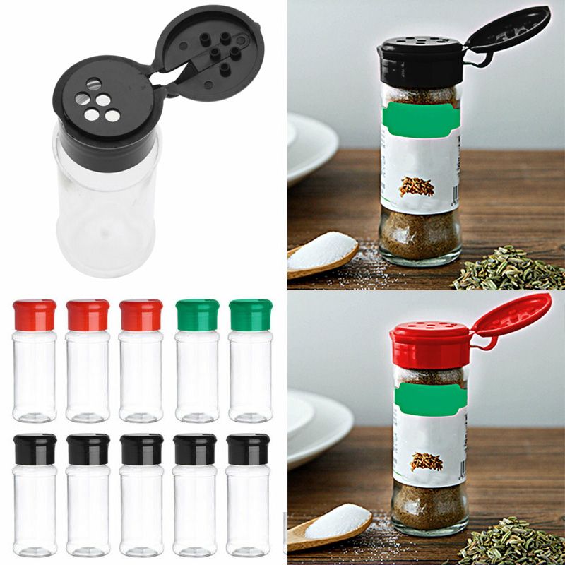 Plastic Spice Bottles with Sifter Lid Set of 12 Pcs 2 Oz. Clear Reusable  Containers Jars for Home Kitchen Herbs Seasonings Confectionary Toppings