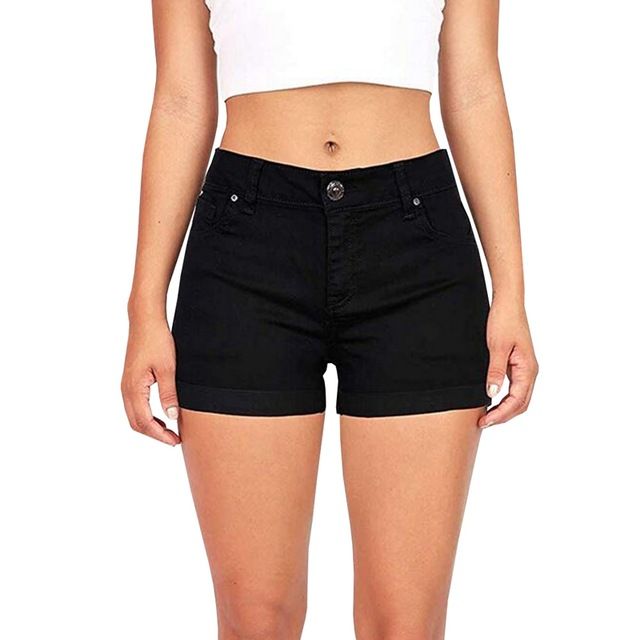black skinny jean shorts