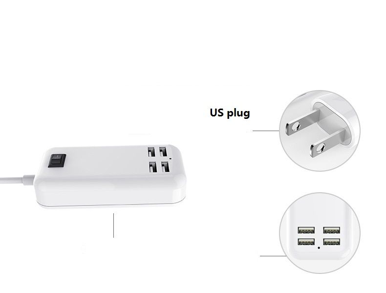 Compre 4 Cargador Usb Adaptador Enchufes Electricos Tomas De Corriente De Viaje Ee Uu Ue Reino Unido Enchufe 5v 3a 4 Puertos Cargador De Pared Usb Cargador Rapido Para Telefono Movil A