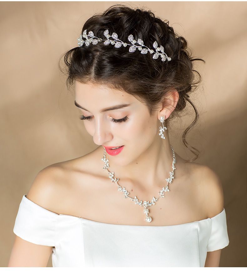 Sweet Crystal Rhinestone Chain Korean Wedding Headdress Head