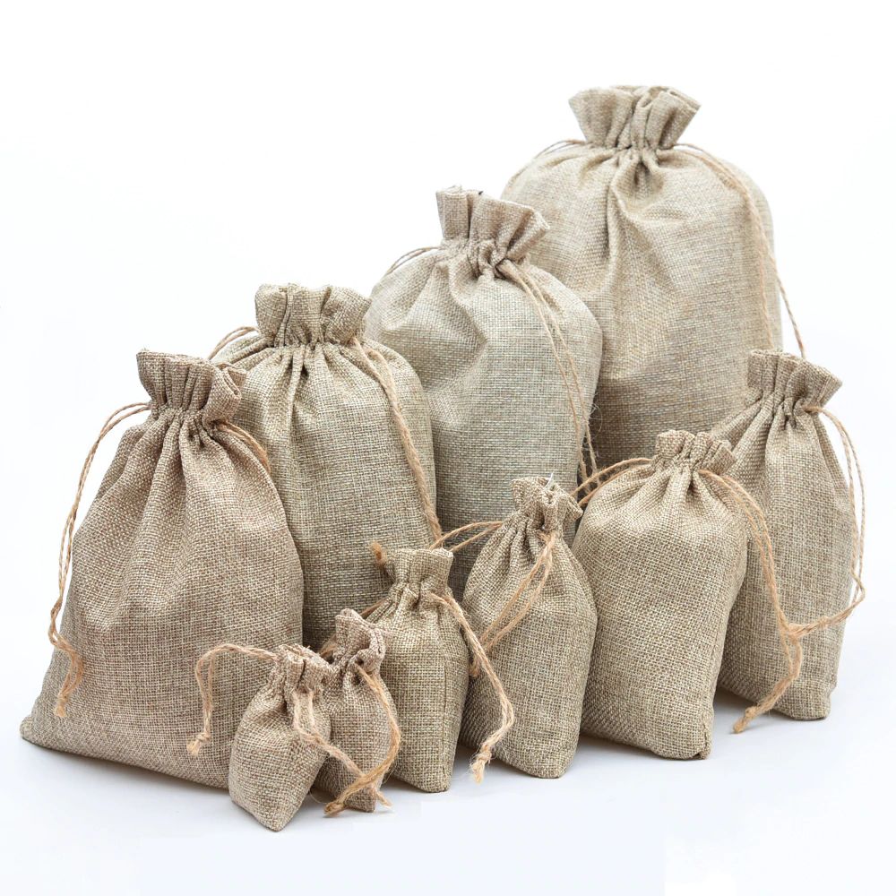 hessian drawstring bolsas
