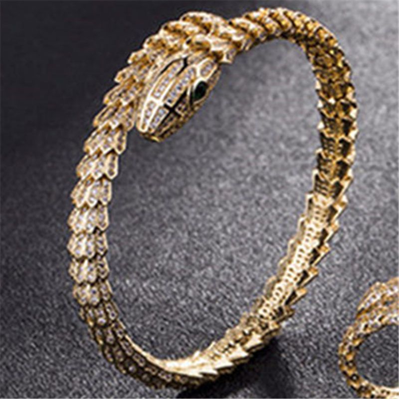 Fashion Green Eyes Snake Bracelets Classic Bangles Mens Womens Gold