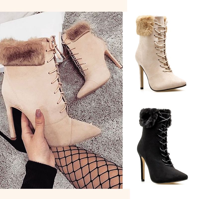 fur stiletto boots