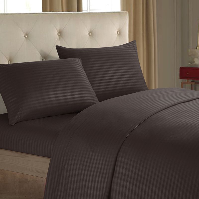 Satin Weave Bed Comforters Sets Plain Colour Stripe Soft Skin