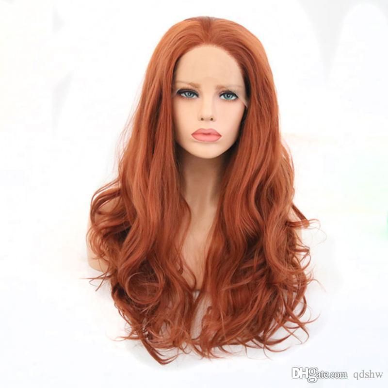 Orange Lacefront Wig Color Synthetic Heat Resistant Glueless Long